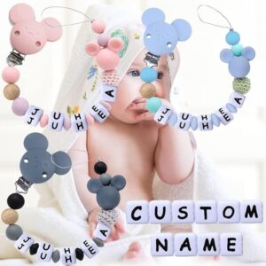 Personalized Customized Mickey/Minnie Pacifier Clip for Baby